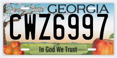 GA license plate CWZ6997