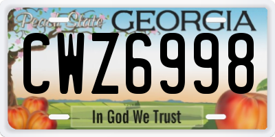 GA license plate CWZ6998