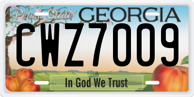 GA license plate CWZ7009