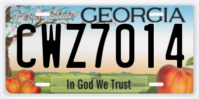 GA license plate CWZ7014