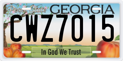 GA license plate CWZ7015