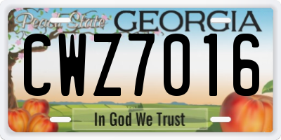 GA license plate CWZ7016