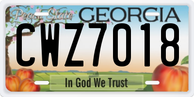 GA license plate CWZ7018