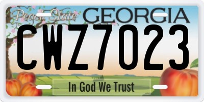 GA license plate CWZ7023