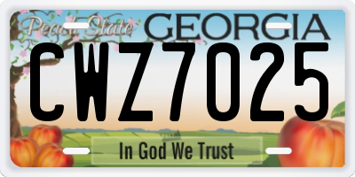 GA license plate CWZ7025