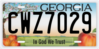 GA license plate CWZ7029