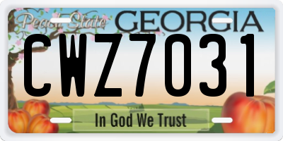 GA license plate CWZ7031