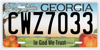 GA license plate CWZ7033
