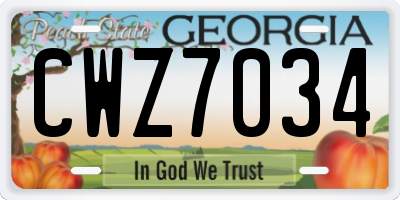 GA license plate CWZ7034