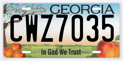 GA license plate CWZ7035