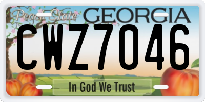 GA license plate CWZ7046