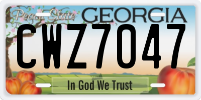 GA license plate CWZ7047