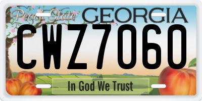 GA license plate CWZ7060