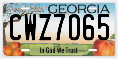 GA license plate CWZ7065