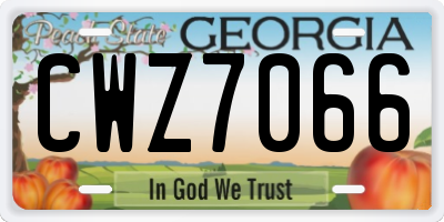 GA license plate CWZ7066