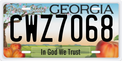 GA license plate CWZ7068