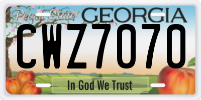 GA license plate CWZ7070