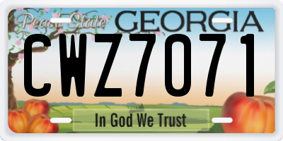 GA license plate CWZ7071