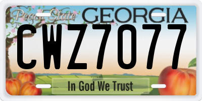 GA license plate CWZ7077