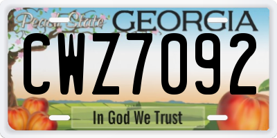 GA license plate CWZ7092