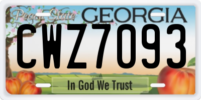 GA license plate CWZ7093
