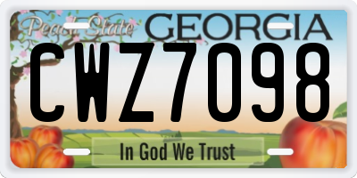 GA license plate CWZ7098