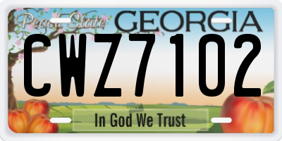 GA license plate CWZ7102