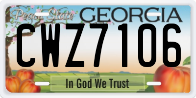 GA license plate CWZ7106
