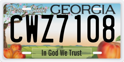 GA license plate CWZ7108