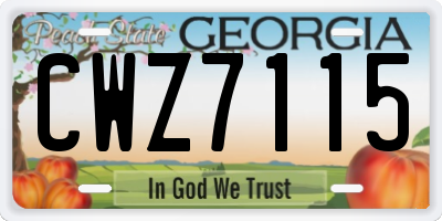GA license plate CWZ7115
