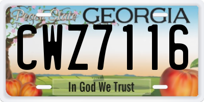 GA license plate CWZ7116