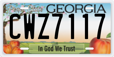 GA license plate CWZ7117