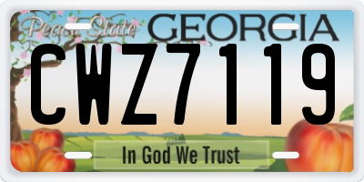 GA license plate CWZ7119