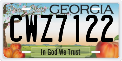 GA license plate CWZ7122