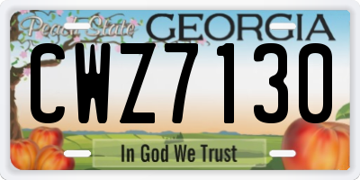 GA license plate CWZ7130