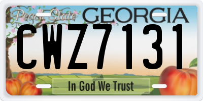 GA license plate CWZ7131
