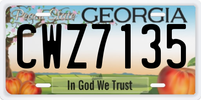 GA license plate CWZ7135