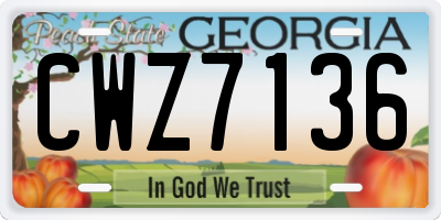 GA license plate CWZ7136