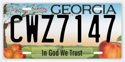 GA license plate CWZ7147
