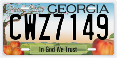 GA license plate CWZ7149