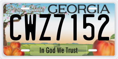 GA license plate CWZ7152