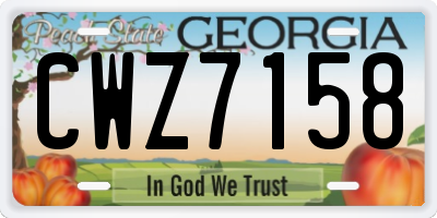 GA license plate CWZ7158