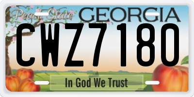 GA license plate CWZ7180