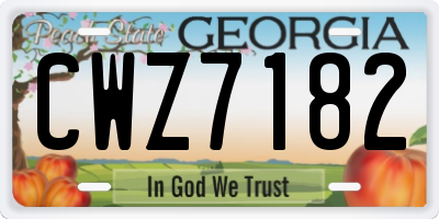 GA license plate CWZ7182