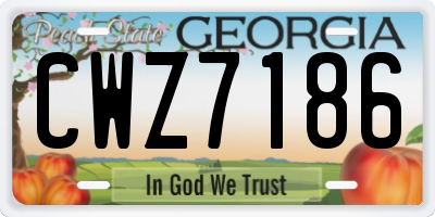 GA license plate CWZ7186