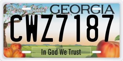 GA license plate CWZ7187