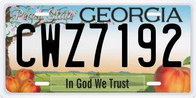 GA license plate CWZ7192