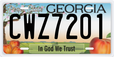 GA license plate CWZ7201