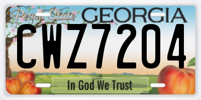 GA license plate CWZ7204