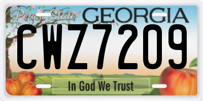 GA license plate CWZ7209